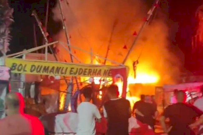 Tatil bölgesindeki lunaparkta yangın