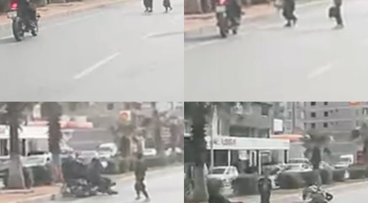 Motosiklet yayaya çarptı, o anlar araç kamerasına yansıdı: 2 yaralı