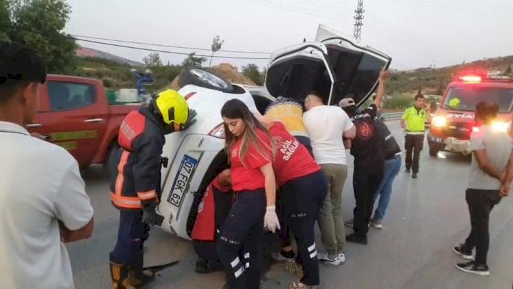 Mersin'de otomobil takla attı, sürücü yaralandı