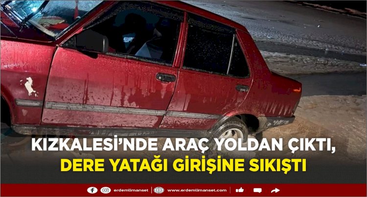 Kızkalesi’nde Araç Yoldan Çıktı, Dere Yatağı Girişine Sıkıştı